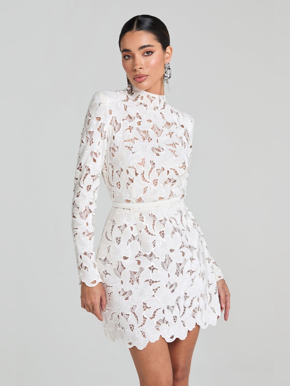 NADINE MERABI Lydia White Lace Short Dress Size US 14/XXL